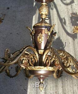 Ancien Lustre En Bronze Dore 10 Feux Style Napoleon III