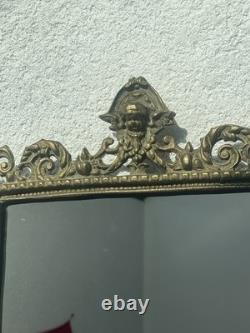Ancien Miroir Bronze Doré Style Napoléon III Louis XVI 55x30 cm