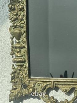 Ancien Miroir Bronze Doré Style Napoléon III Louis XVI 55x30 cm
