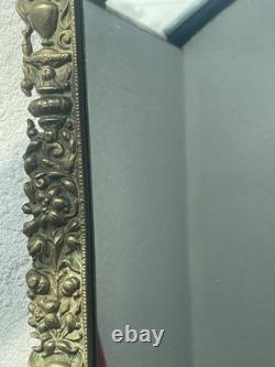 Ancien Miroir Bronze Doré Style Napoléon III Louis XVI 55x30 cm