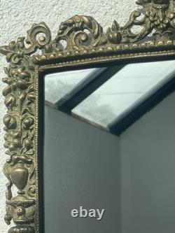 Ancien Miroir Bronze Doré Style Napoléon III Louis XVI 55x30 cm