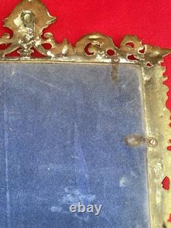 Ancien Miroir Bronze Doré Style Napoléon III Louis XVI 55x30 cm