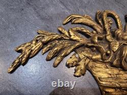 Ancien Ornement, Panier De Fleur, Bronze Dore, Signe Poix Blin, Napoleon Iii, Xixeme
