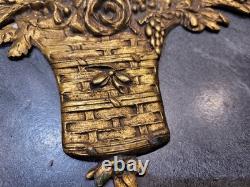 Ancien Ornement, Panier De Fleur, Bronze Dore, Signe Poix Blin, Napoleon Iii, Xixeme