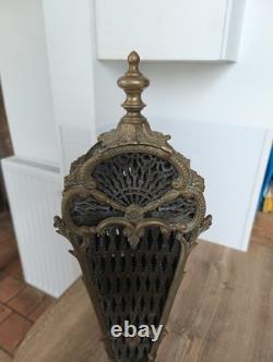 Ancien Pare-feu Éventail Queue de Paon Bronze Laiton Style Napoléon III XIXe