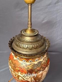 Ancien Pied Lampe Satsuma Japonais Japon Col Bronze Style Napoléon III