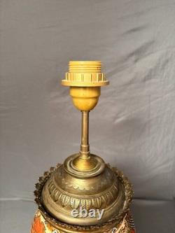 Ancien Pied Lampe Satsuma Japonais Japon Col Bronze Style Napoléon III