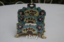 Ancien Porte Lettres Courrier 19ème Bronze cloisonné champlevé Napoléon III