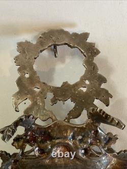 Ancien Porte montre à gousset en bronze argenté aux faunes et raisins