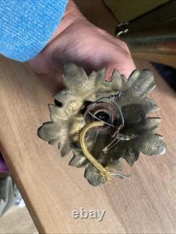 Ancien Rare Suspension lustre Bronze Tête Belier Verre Obus Ciselé napoleon III