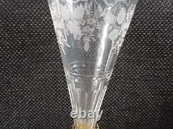 Ancien Vase Cornet Soliflore En Cristal Et Bronze
