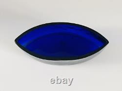 Ancien Vide Poche En Bronze Doré Et Verrerie Bleu NAPOLÉON III