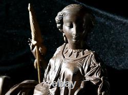 Ancien bronze de pendule XIXe Clotho divinité grecque du temps