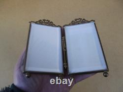 Ancien cadre en bronze laiton porte photos double XIX Napoleon III guirlande