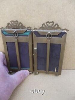 Ancien cadre en bronze laiton porte photos double XIX Napoleon III guirlande