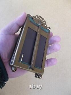 Ancien cadre en bronze laiton porte photos double XIX Napoleon III guirlande