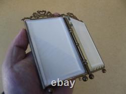 Ancien cadre en bronze laiton porte photos double XIX Napoleon III guirlande