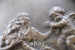 Ancien cadre médaillon bas relief en bronze ange XIX siècle Napoléon III