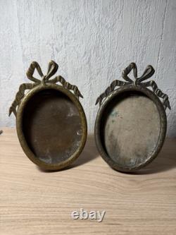 Ancien cadre photo ovale en bronze ciselé style Louis XVI époque Napoléon III