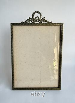 Ancien cadre porte photo à poser bronze doré Napoléon III décor ruban XIXème