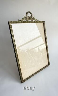 Ancien cadre porte photo à poser bronze doré Napoléon III décor ruban XIXème