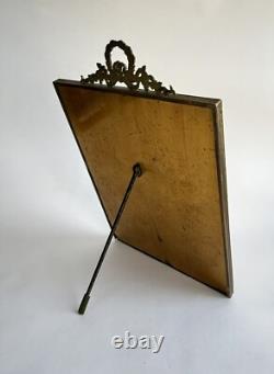 Ancien cadre porte photo à poser bronze doré Napoléon III décor ruban XIXème