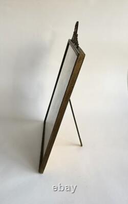 Ancien cadre porte photo à poser bronze doré Napoléon III décor ruban XIXème