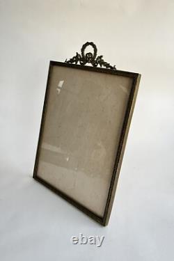 Ancien cadre porte photo à poser bronze doré Napoléon III décor ruban XIXème