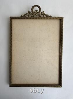 Ancien cadre porte photo à poser bronze doré Napoléon III décor ruban XIXème
