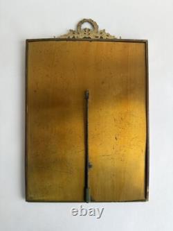 Ancien cadre porte photo à poser bronze doré Napoléon III décor ruban XIXème