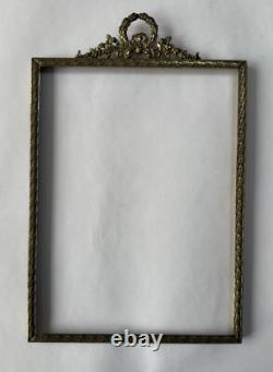 Ancien cadre porte photo à poser bronze doré Napoléon III décor ruban XIXème