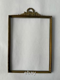 Ancien cadre porte photo à poser bronze doré Napoléon III décor ruban XIXème
