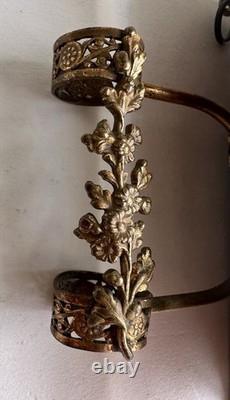 Ancien cadre porte photo soliflore en bronze doré Napoléon III XIXème romantique