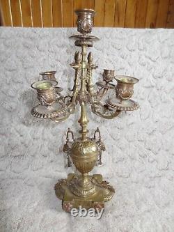 Ancien candélabre chandelier napoléon III bronze doré têtes de bélier