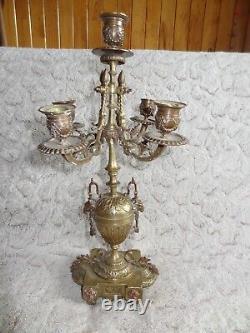 Ancien candélabre chandelier napoléon III bronze doré têtes de bélier