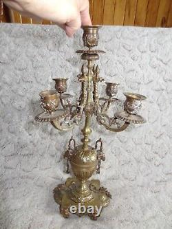 Ancien candélabre chandelier napoléon III bronze doré têtes de bélier