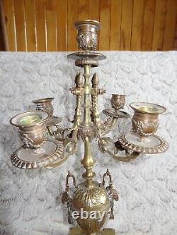 Ancien candélabre chandelier napoléon III bronze doré têtes de bélier