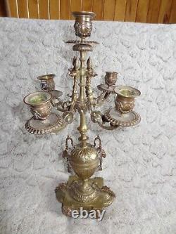 Ancien candélabre chandelier napoléon III bronze doré têtes de bélier