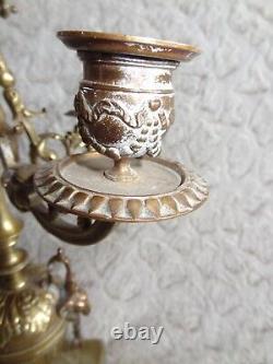 Ancien candélabre chandelier napoléon III bronze doré têtes de bélier