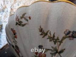 Ancien centre de table porcelaine faïence bronze doré angelots anges XIXe déco