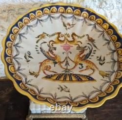 Ancien centre de table porcelaine faïence bronze doré angelots anges XIXe déco
