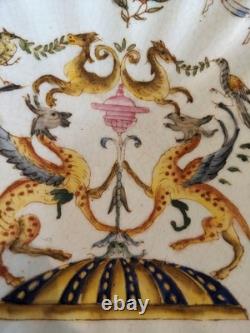 Ancien centre de table porcelaine faïence bronze doré angelots anges XIXe déco