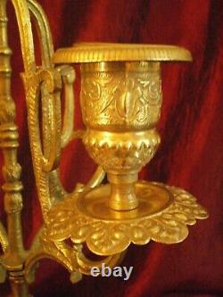 Ancien chandelier candélabre Napoléon III 5 feux XIXème cuivre bronze et marbre