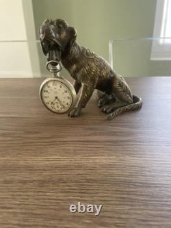 Ancien chien en bronze porte montre à gousset Napoléon III