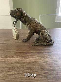 Ancien chien en bronze porte montre à gousset Napoléon III