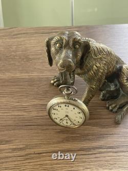 Ancien chien en bronze porte montre à gousset Napoléon III