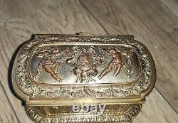 Ancien coffret boîte à bijoux L Oudry bronze XIX
