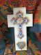 Ancien Crucufix Croix Epok Xixe Bronze Cloisonné Emaillé Napoleon Iii Benitier