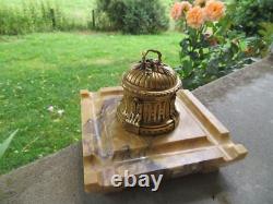 Ancien encrier bronze cylindrique Napoléon III signé Rambaud fondeur Susse Fres