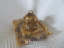Ancien encrier bronze cylindrique Napoléon III signé Rambaud fondeur Susse Fres